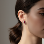 Load image into Gallery viewer, EFC54135. 14K Solid Yellow Gold Diamond and Gemstone Stud Earring