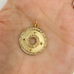 Load image into Gallery viewer, 14K Solid Gold with Diamonds Circle Shape Charm with Stars. GDP67
