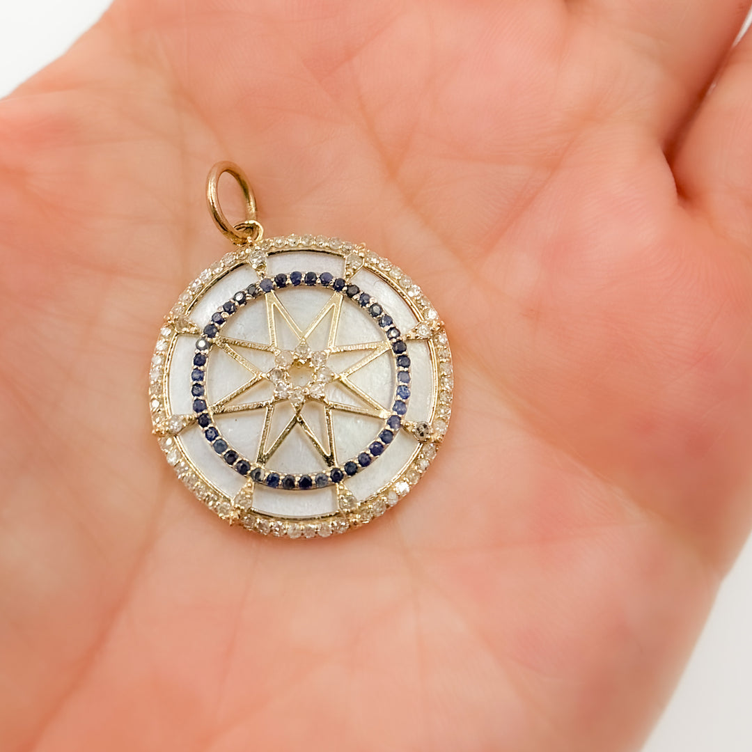 14K Gold Round Star Pendant
