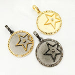 Load image into Gallery viewer, DP805. Diamond Sterling Silver Round Star Pendant
