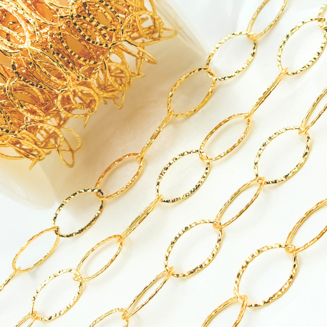 14k Gold Filled Hammered Oval Link Chain. 674KGF