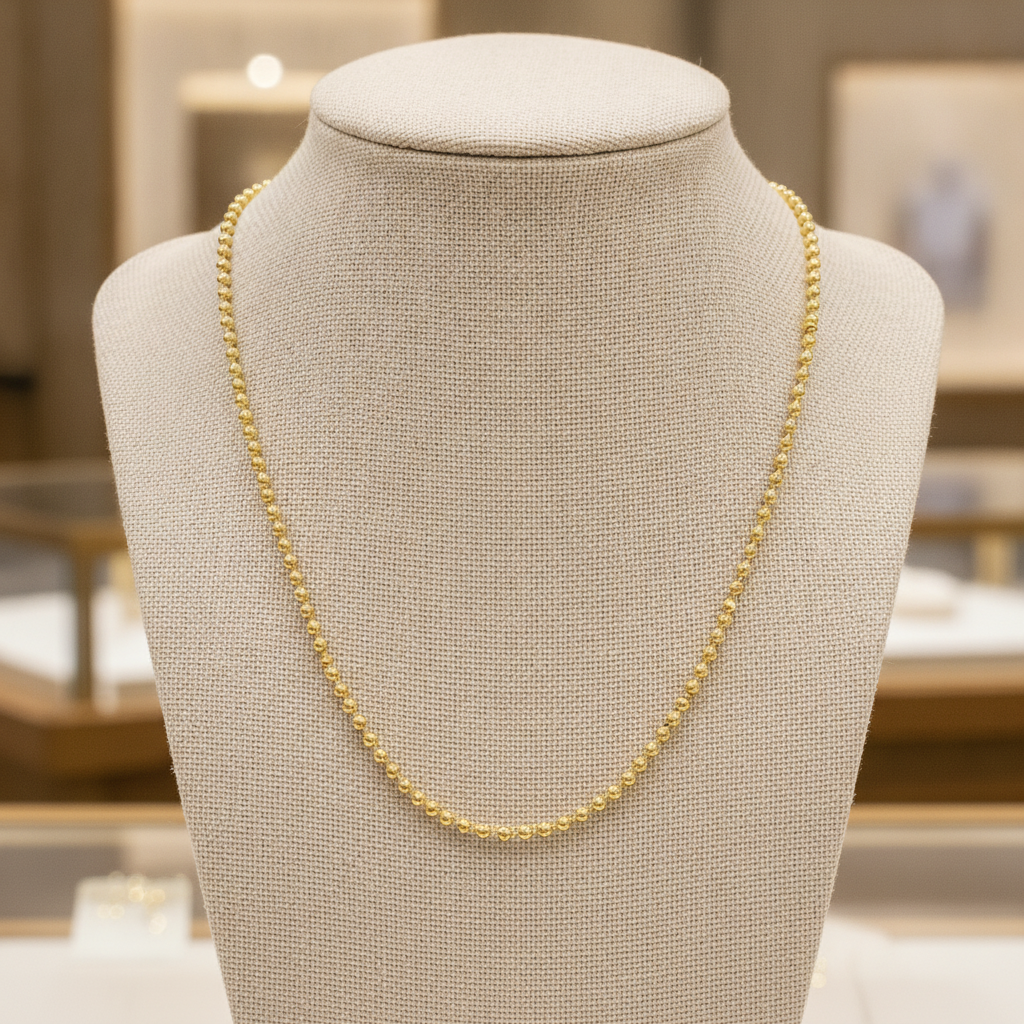 200CP. 14k Solid Yellow Gold Bead Chain