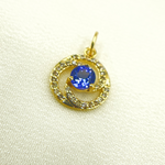 Load image into Gallery viewer, 14K Solid Gold Diamond Circle Charm. GDP129
