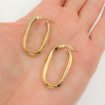 Load image into Gallery viewer, 15850021777.  14K Solid Gold Fancy Rectangle Hollow Hoop Earrings
