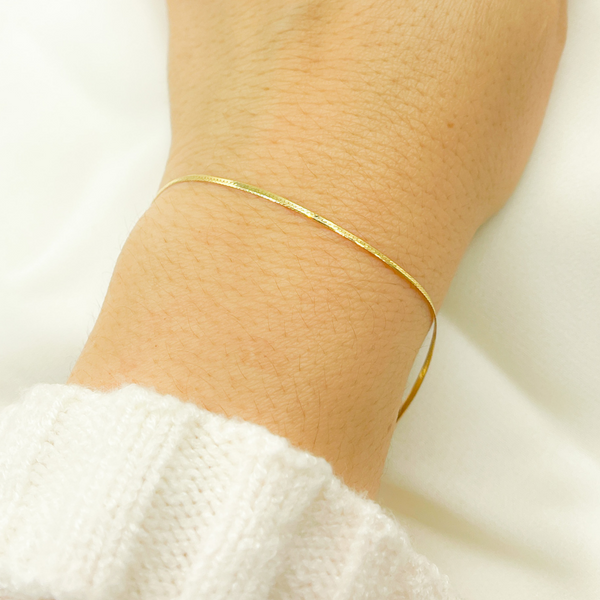Solid Yellow Gold Herringbone Bracelet