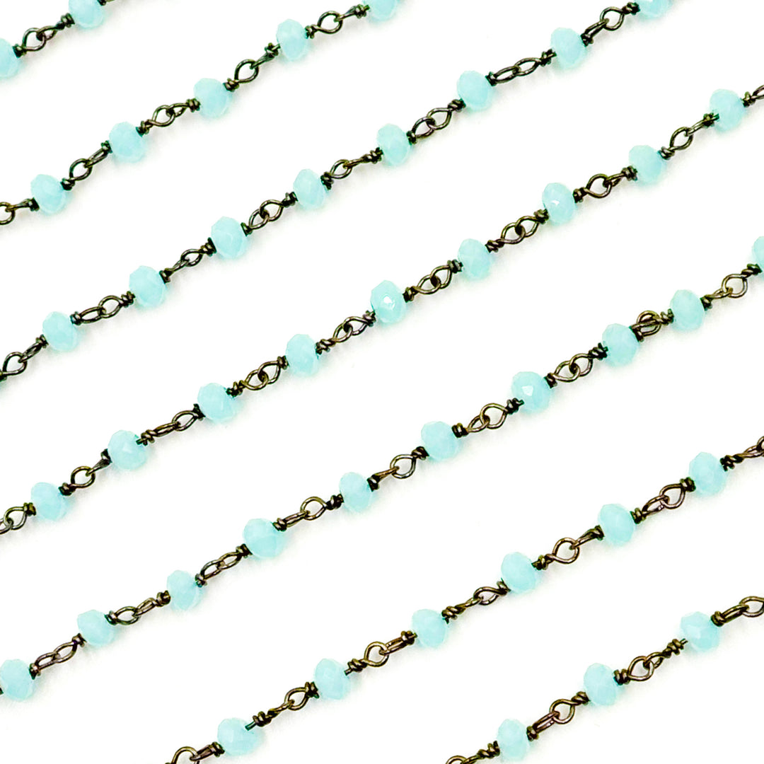 Chalcedony Black Rhodium 925 Sterling Silver Wire Chain