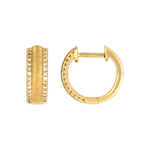 Load image into Gallery viewer, EHD57280. 14K Solid Yellow Gold Diamond Hoop Earrings