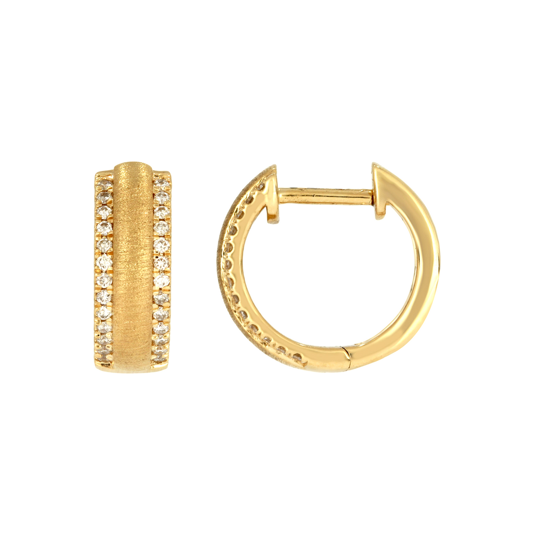 EHD57280. 14K Solid Yellow Gold Diamond Hoop Earrings