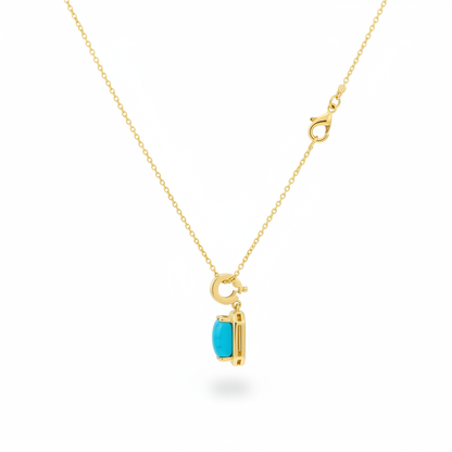 CMZ00366TQ8X6. 14K Solid Gold Rectangular-Shaped Turquoise Charm