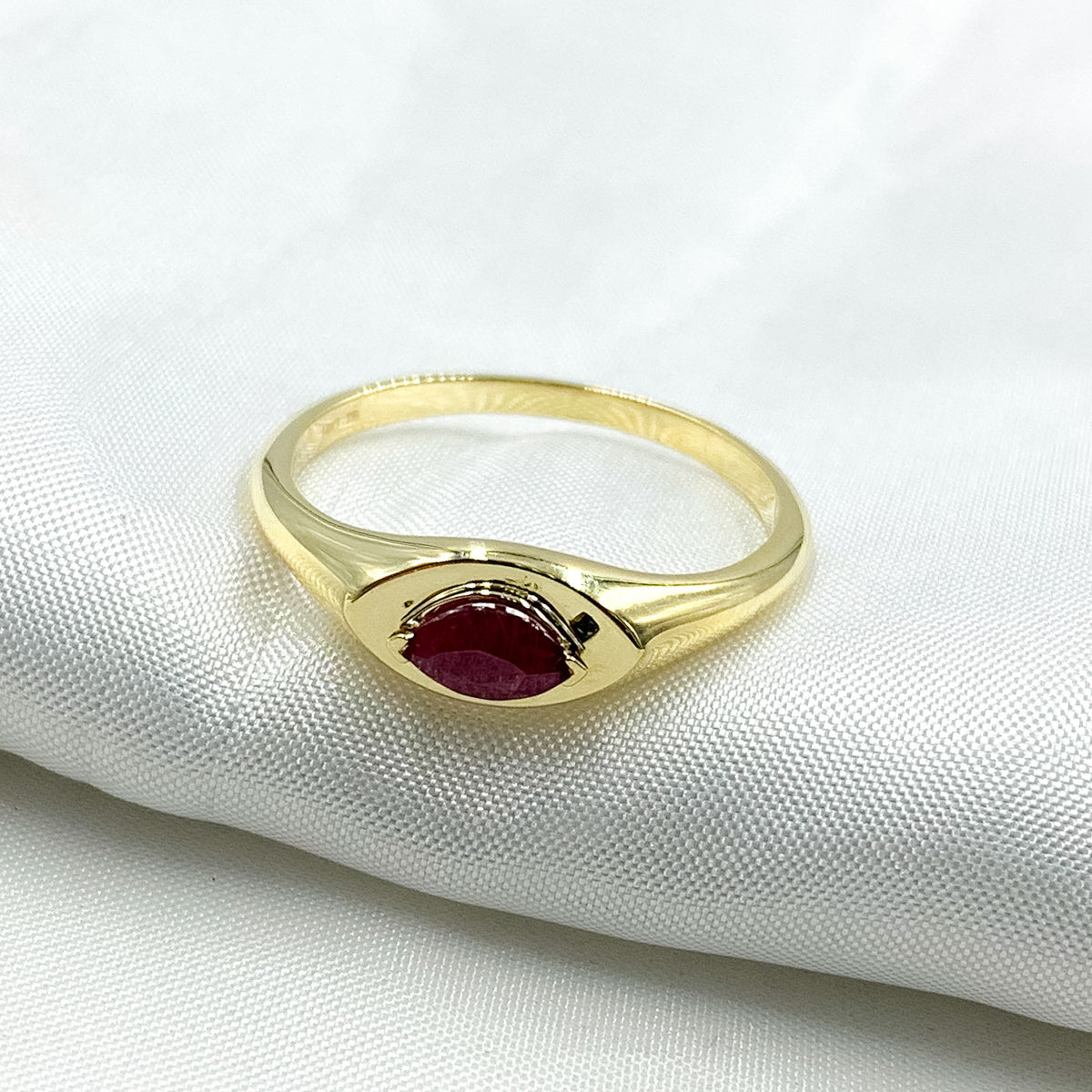 14K Solid Gold Gemstone Ring.