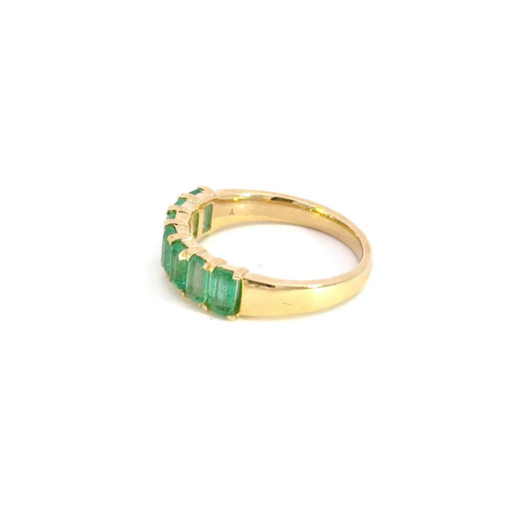 14K Solid Gold Emerald Band Ring. CR96260EM5X3