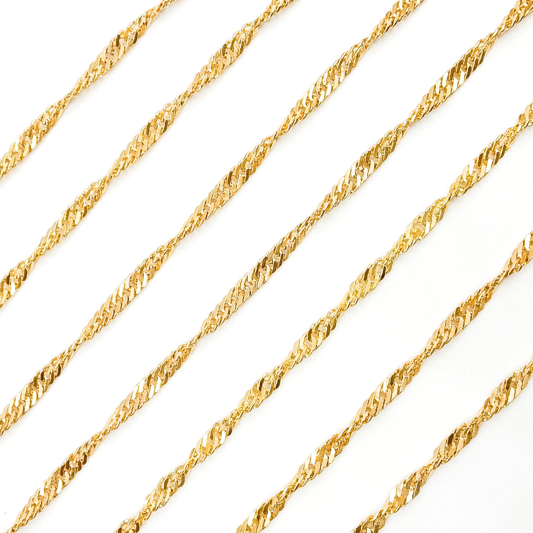V319GF. 14K Gold Filled Twisted Singapore Unfinished Chain