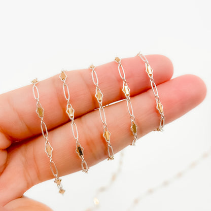 XM/901B/SP. 14K Sterling Silver and gold-filled fancy twisted oval link chain