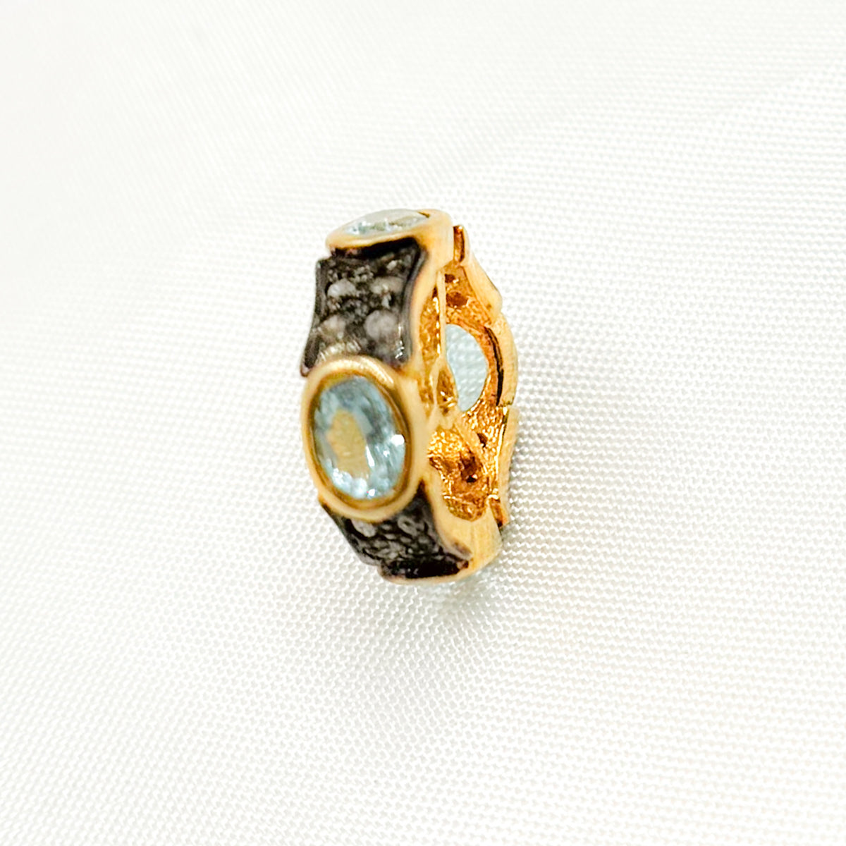 Diamond Sterling Silver Spacer Bead with Gemstone