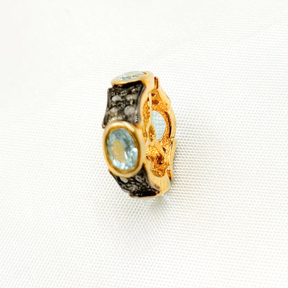 Diamond Sterling Silver Spacer Bead with Gemstone
