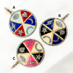 Load image into Gallery viewer, DP534A. Diamond Sterling Silver Lucky Round Enamel Pendant
