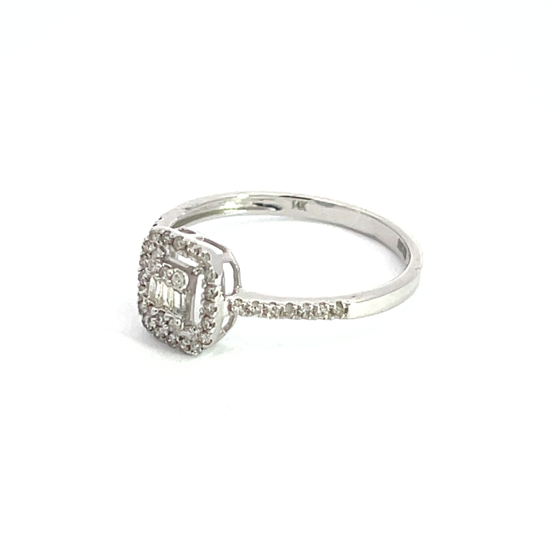 14k Solid Gold Diamond Rectangle Ring.
