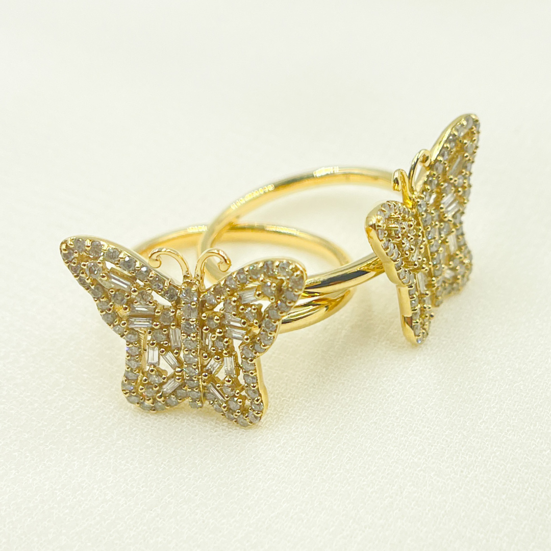 14K Solid Gold Butterfly Diamond Ring. RFH17476