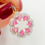Load image into Gallery viewer, GDP806. 14K Solid Gold Ruby and Diamonds Flower Pendant