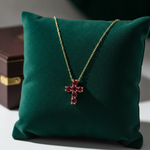 Load image into Gallery viewer, CP97251. 14k Solid Gold Gemstone Cross Necklace