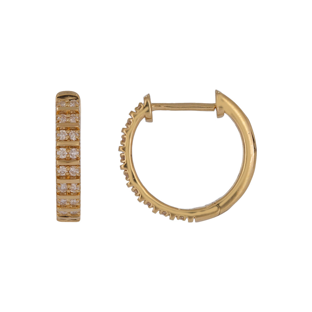 EHD57632. 14K Solid Yellow Gold Diamond Hoop Earrings