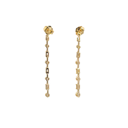 EFG52100. 14k Solid Gold Diamond Baguette Dangle Earrings