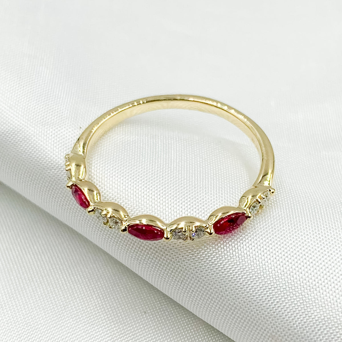 14K Solid Gold Diamond and Gemstone Ring.