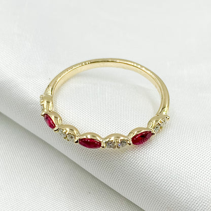 14K Solid Gold Diamond and Gemstone Ring.