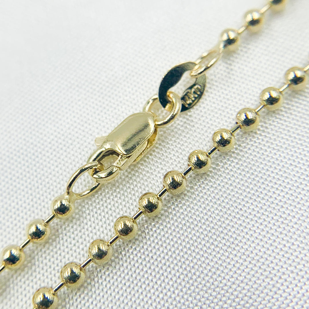 14K Solid Yellow Gold Ball Necklace