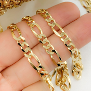 Gold Plated 925 Sterling Silver Ultra Flat Figaro ChainS
