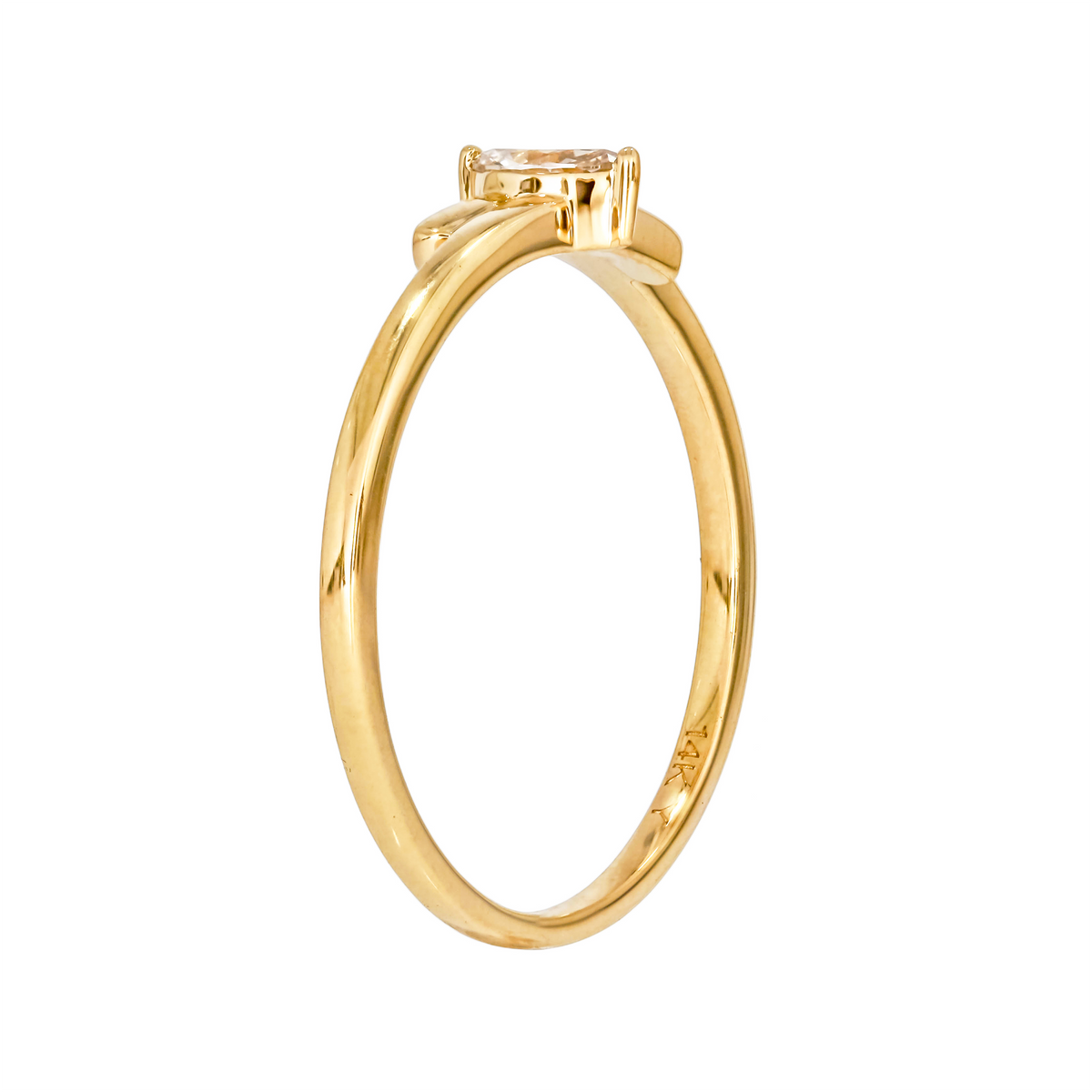 14K Solid Gold Diamond Marquise Ring