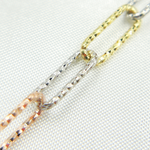 Load image into Gallery viewer, 925 Sterling Silver Tri-color Diamond Cut Paperclip Chain.Y8GRS
