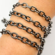 Black Rhodium Sterling Silver Oval Link Chain