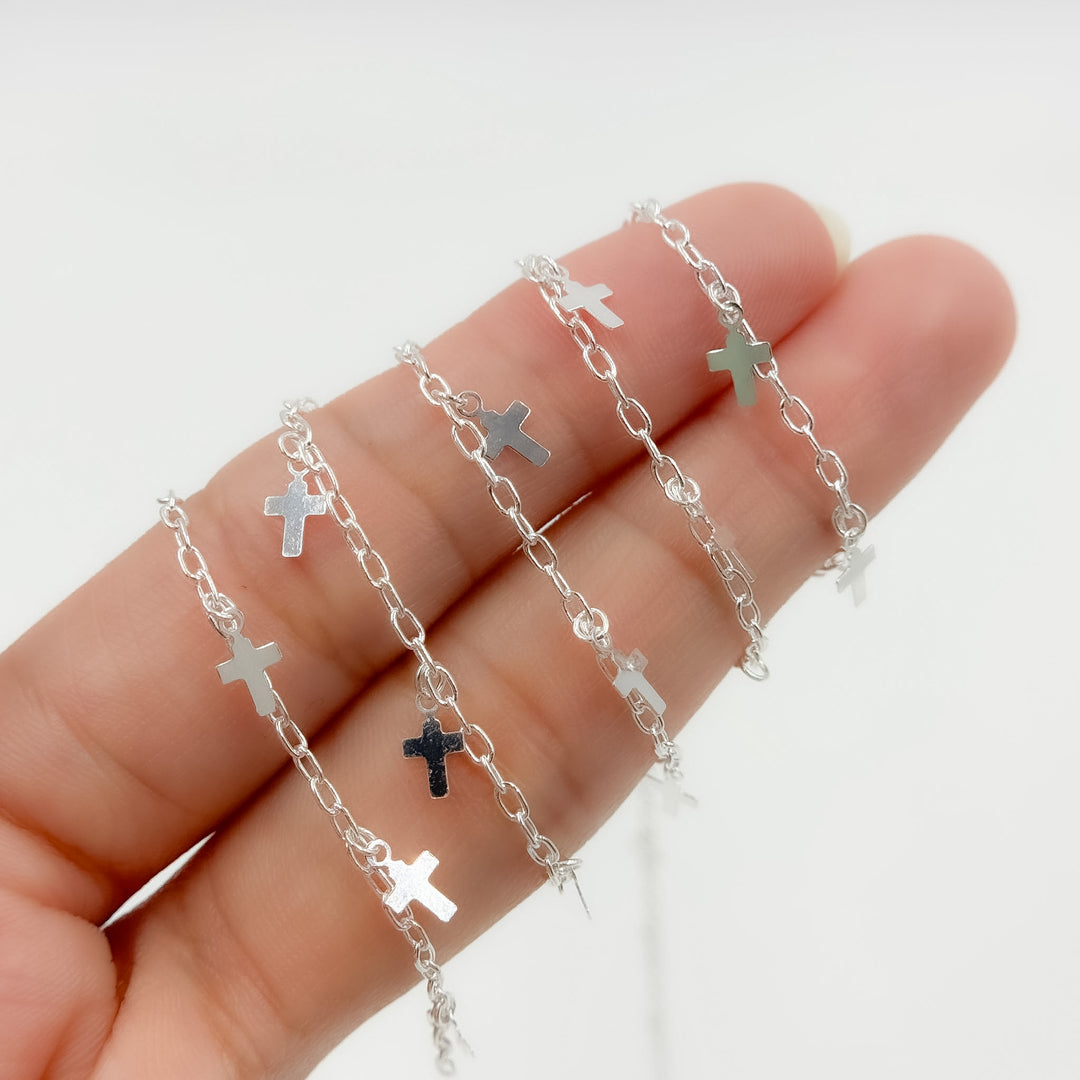 V311SS. Sterling Silver Fancy Dangle Cross-Link Chain
