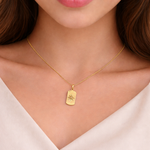 Load image into Gallery viewer, GDP270. 14K Solid Gold with Diamonds Rectangle Shape Charm with Star in the Center