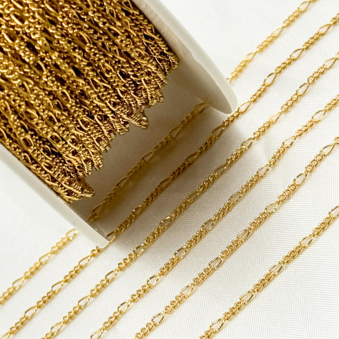 V222GF. 14k Gold Filled Figaro Chain