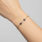 Load image into Gallery viewer, BR402708. 14k Solid Gold Diamond and Gemstone Fancy Flower Bracelet