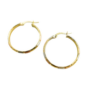 GER50. 14K Tri-Tone Gold Earrings Circle Shape Hoop