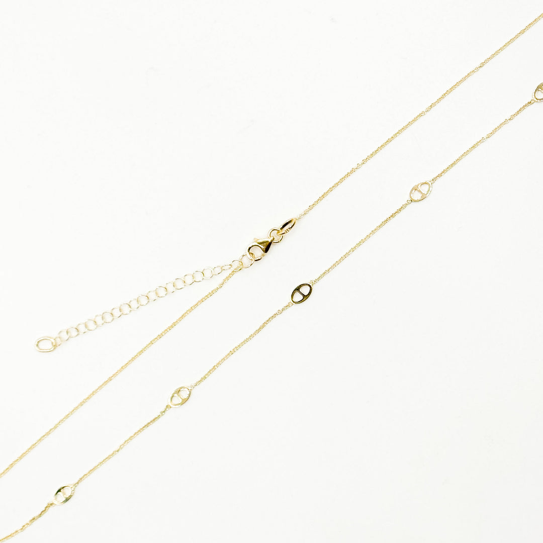 NKSET778. 14k Solid Yellow Gold Marina Link Necklace