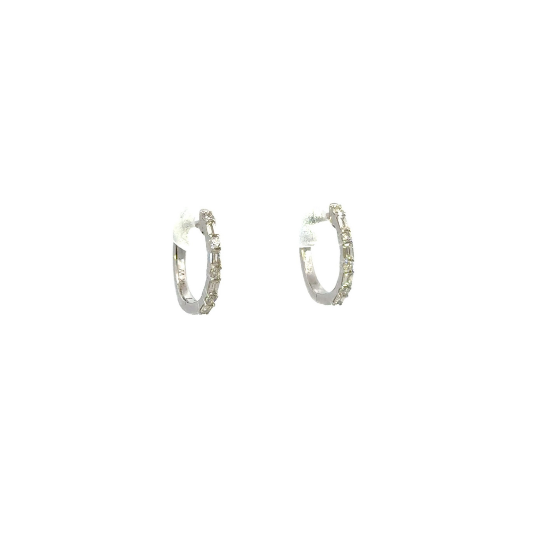 EHD57037W. 14k Solid Gold Baguette Hoops