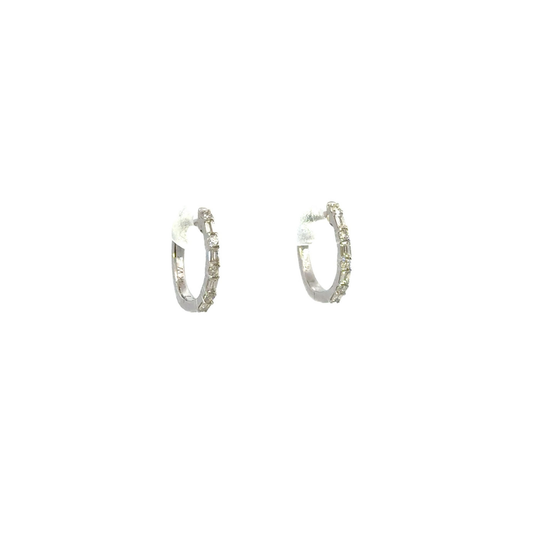 14k Solid Gold Baguette Hoops. EHD57037W