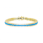 Load image into Gallery viewer, BFN60696TQ. 14k Solid Gold Diamond and Turquoise Bracelet