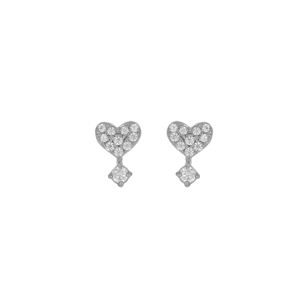 EFB54278. 14K Solid Gold Diamond Heart Stud Earrings