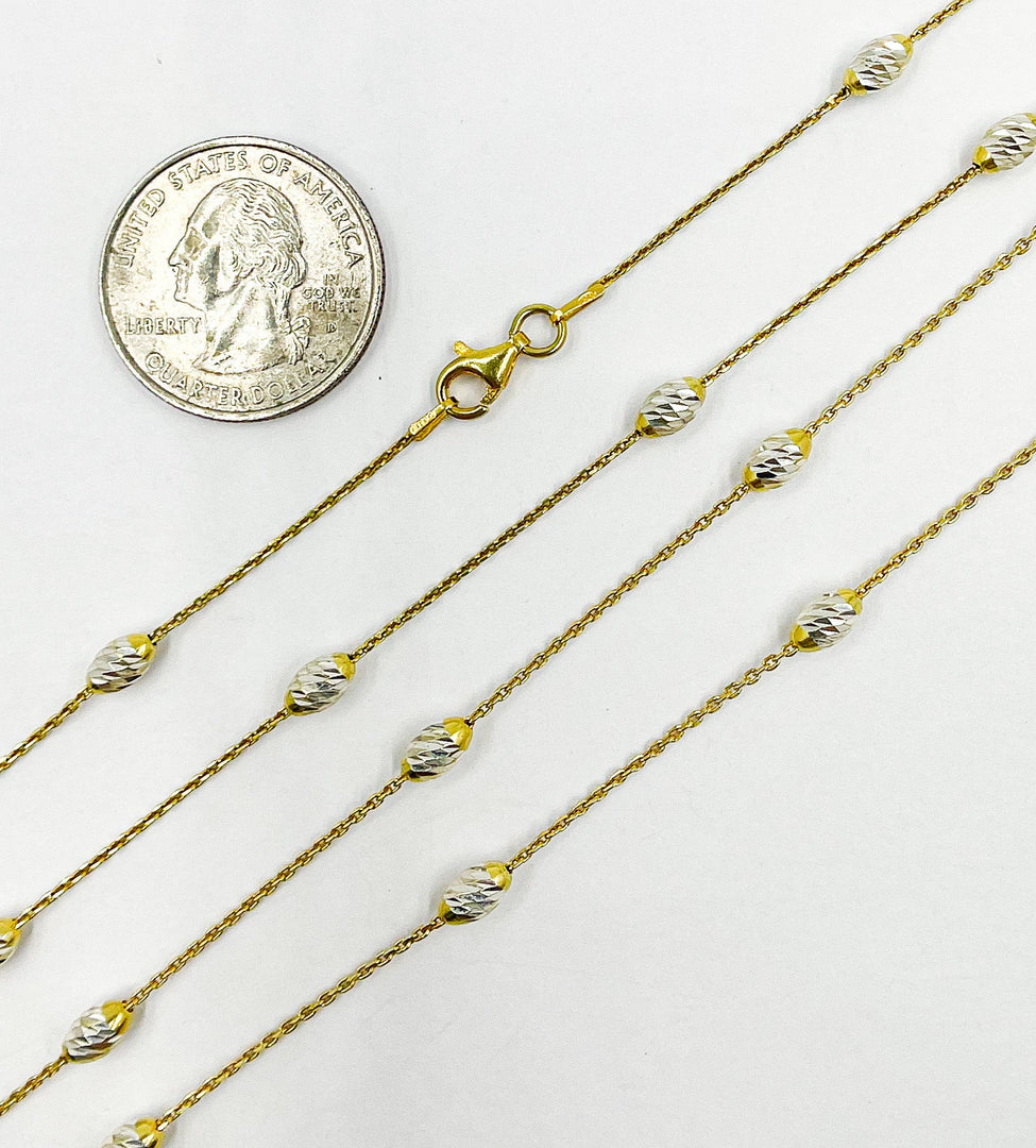 925 Sterling Silver 4x1.25 mm Satellite Gold Plated. 9Necklace