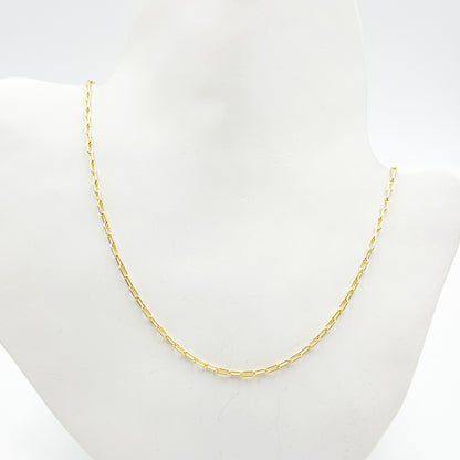 058FLCL218K. 18K Solid Yellow Gold Paperclip Link Chain