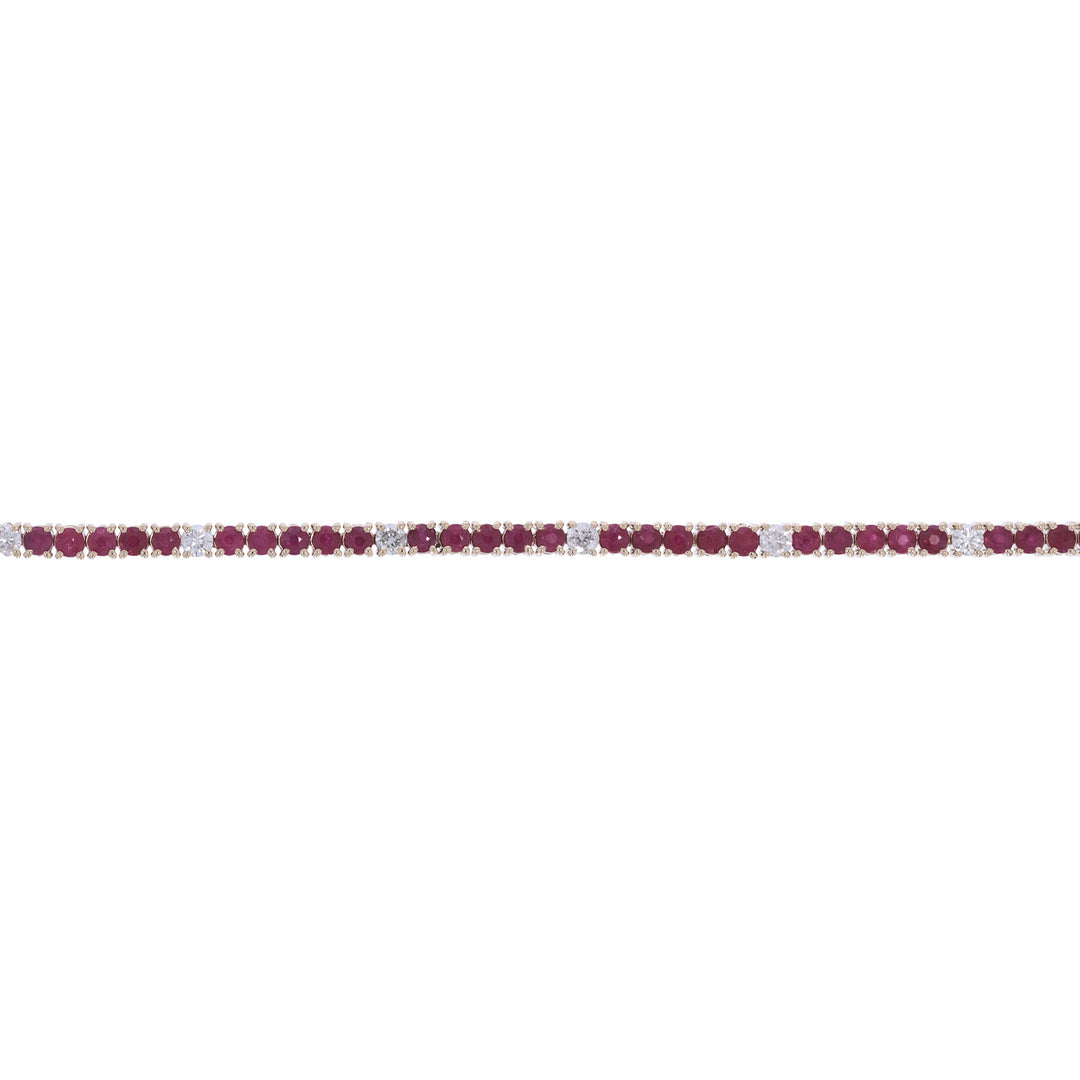 CB97383-2. 14k Solid Gold Diamond and Gemstone Tennis Bracelet