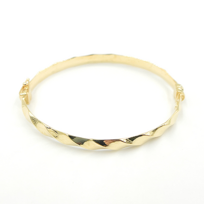 KG105. 14K Solid Gold Twisted Bangle