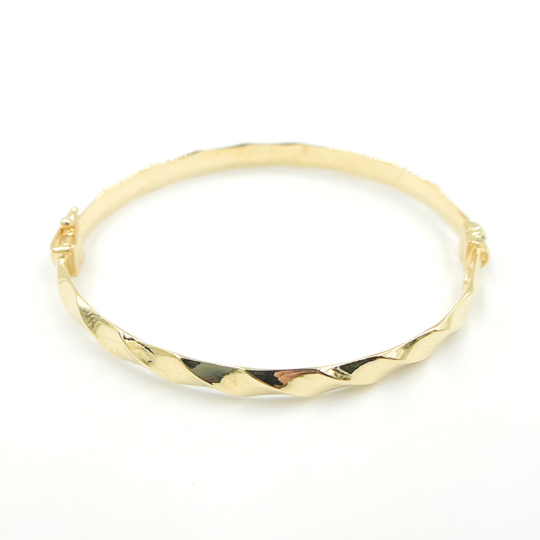 KG105. 14K Solid Gold Twisted Bangle