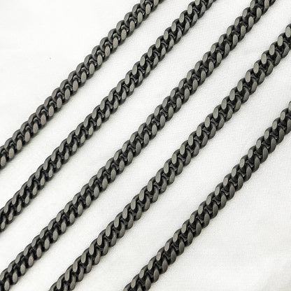 V242BRM. Black Rhodium Matt Sterling Silver Curb Chain