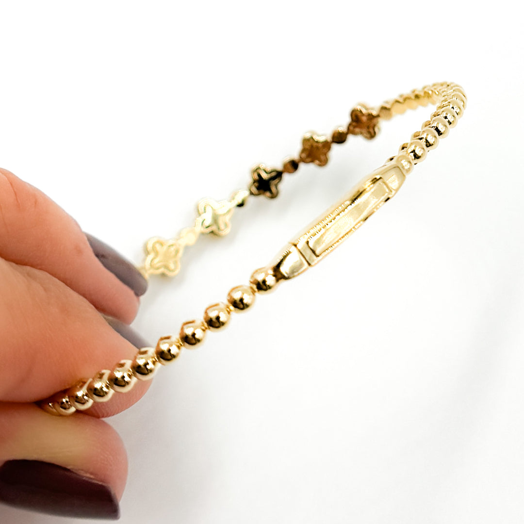 BNL68567. 14K Solid Yellow Gold Diamond and Gemstone Bangle